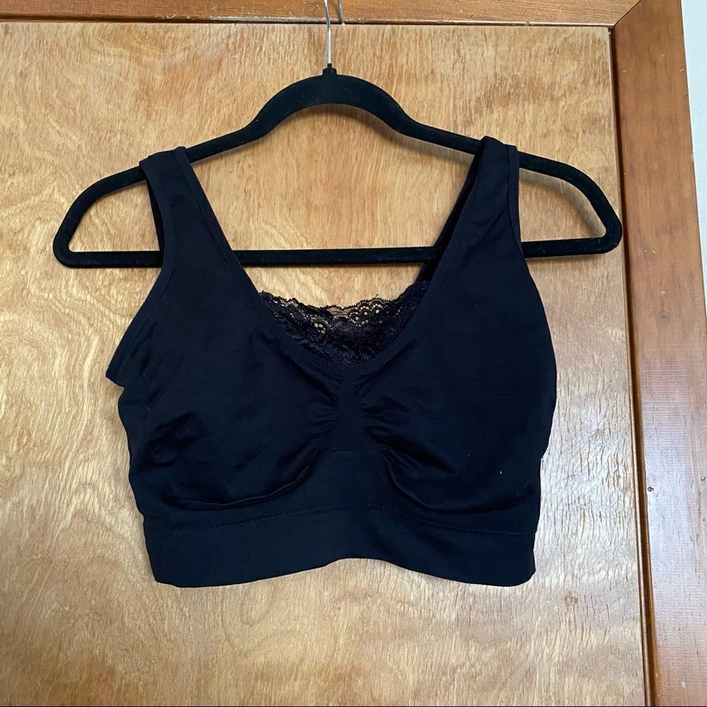Black goth/emo Cropped Lace Bra Tank Top